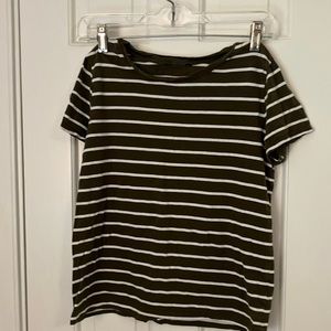 Dark green shirt with white stripes kids sz m